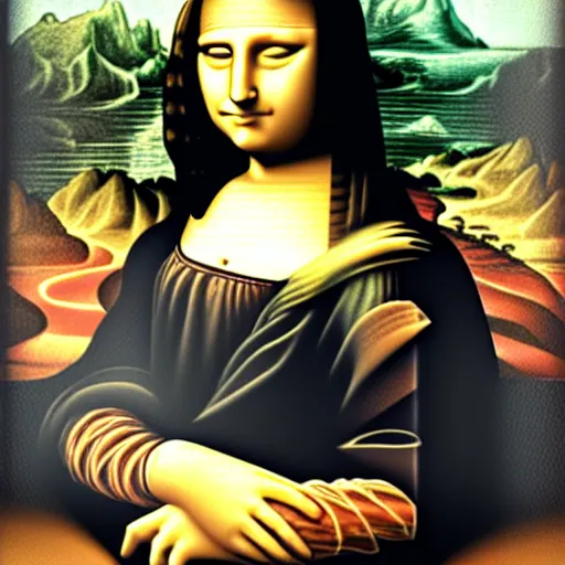 Image similar to Benjamin Netanyahu as the Mona Lisa, by Leonardo De Vinci