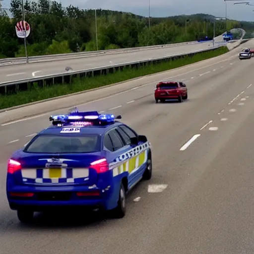 Prompt: police car chase on the highway