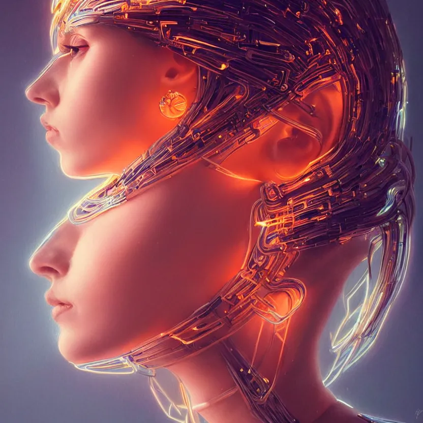 Image similar to a highly detailed long shot photo of very intricate female face portrait, futurism, rococo cyber neon lighting, detailed futuristic fibonacci jewelry, profile posing, hyper photorealistic, crispy quality, digital photography, trending in pinterest, cinematic, 4 k ultra hd, art by pascal blanche, art by greg rutkowski, art by artgerm,