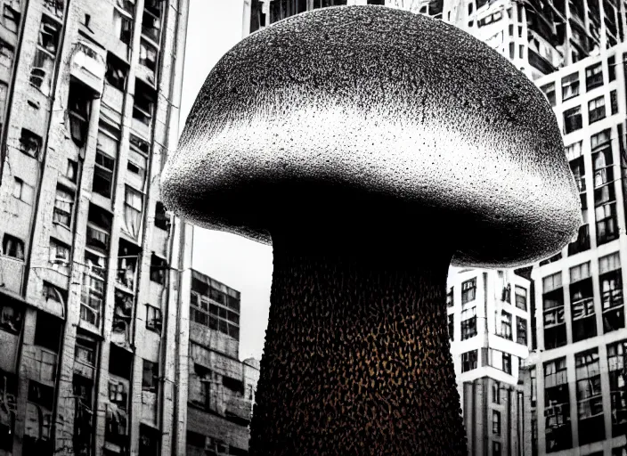 Image similar to nuclear mushroom in the city . Horror dystopia style. Highly detailed 8k. Intricate. Nikon d850 300mm. Award winning photography.