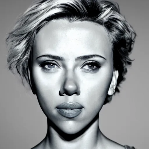 Image similar to photograph of scarlett johansson taken by david lazar, highly detailed face, 8 k