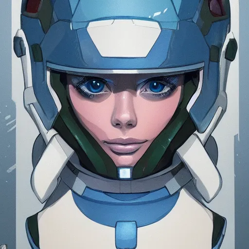 Image similar to a portrait of a stunning beautiful elite elizabeth olsen gundam pilot, with an intricate, detailed, urban inspired hiphop afro futuristic helmet, vector behance hd jesper ejsing, rhads, makoto shinkai, lois van baarle, ilya kuvshinov, rossdraws, hd, 3 2 k, ilya kuvshinov, gustav klimt