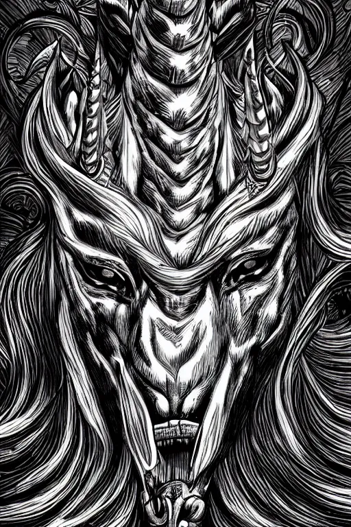 Prompt: a vicious unicorn, symmetrical, highly detailed, digital art, sharp focus, trending on art station, kentaro miura manga art style