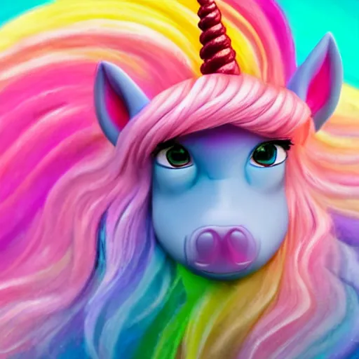 Image similar to aesthetic realistic 8 k rainbow pink gnome unicorn