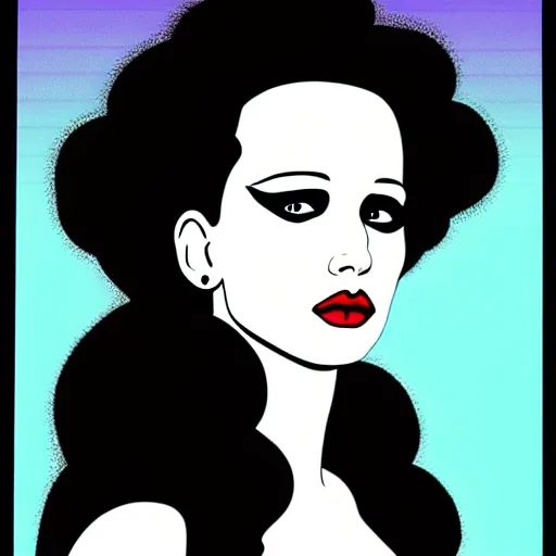 Image similar to jennifer lawrence as the bride of frankenstein, patrick nagel art style