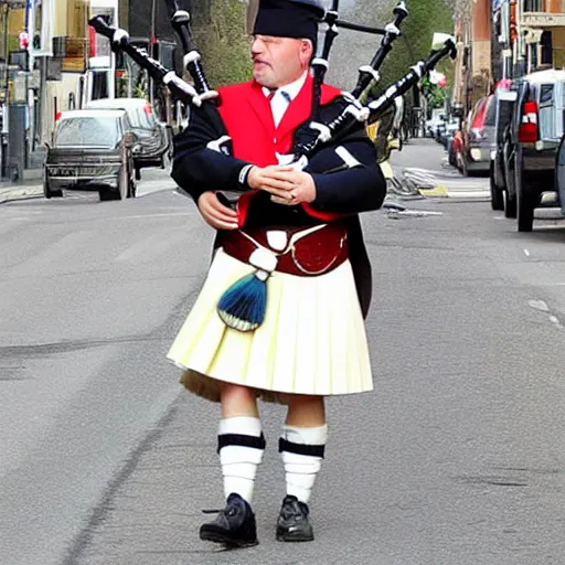 Image similar to bagpipes made from a foley catheter collection bag and clear tubing