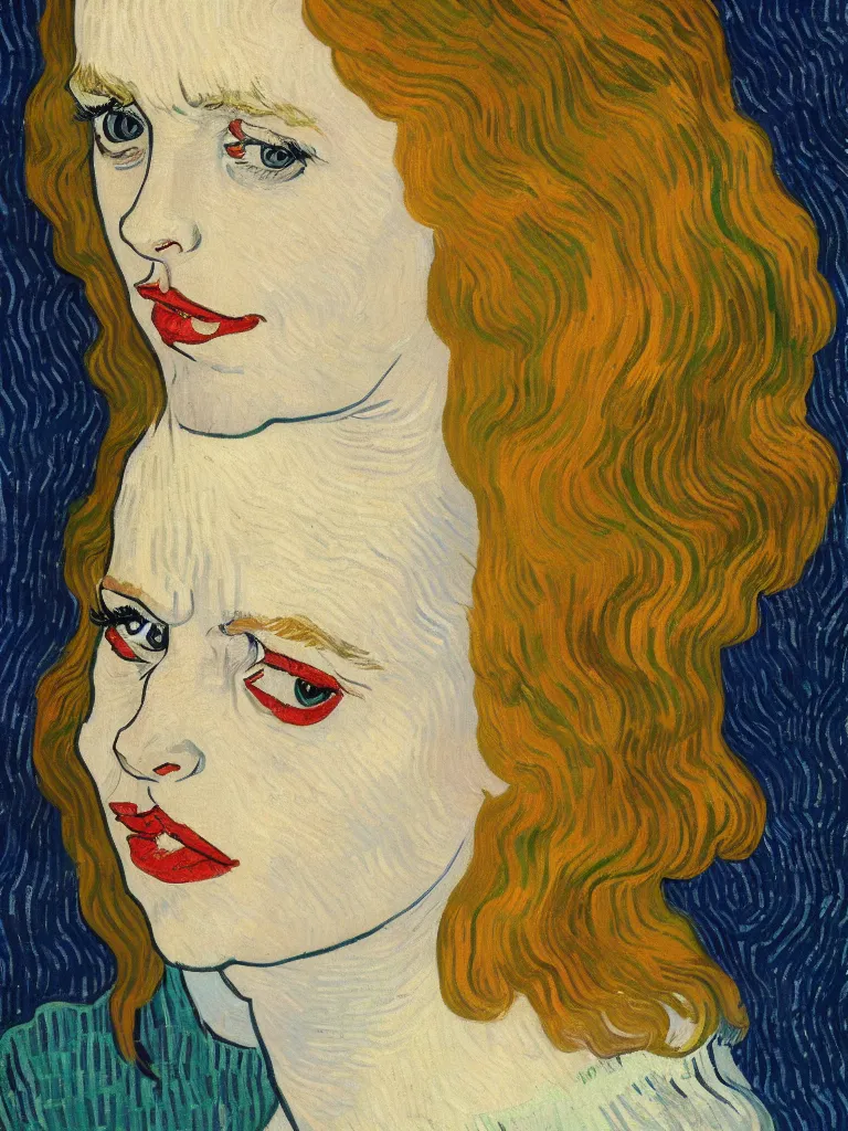 Image similar to a beautiful portrait of gillian jacobs by vincent van gogh
