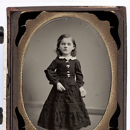 Image similar to tintype photo, girl with three legs