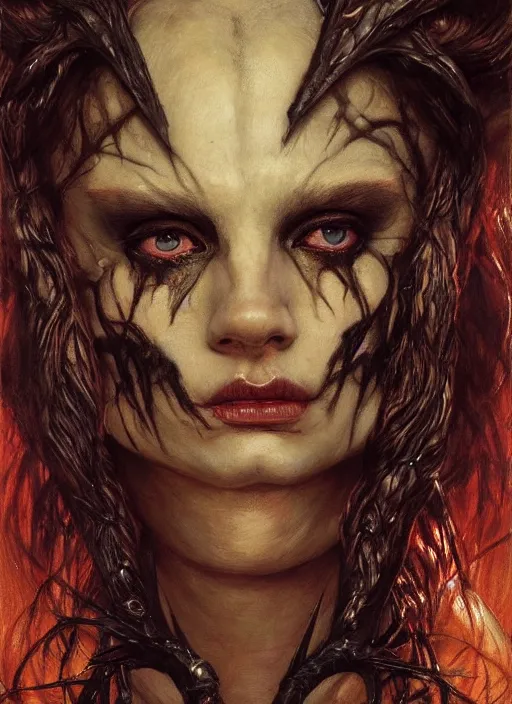 Image similar to half demon half human intricate skin hairy costume, elegant, peaceful, full body, horns, hyper realistic, extremely detailed, dnd character art portrait, fantasy art, intricate fantasy painting, dramatic lighting, vivid colors, deviant art, artstation, by edgar maxence and caravaggio and michael whelan and delacroix.