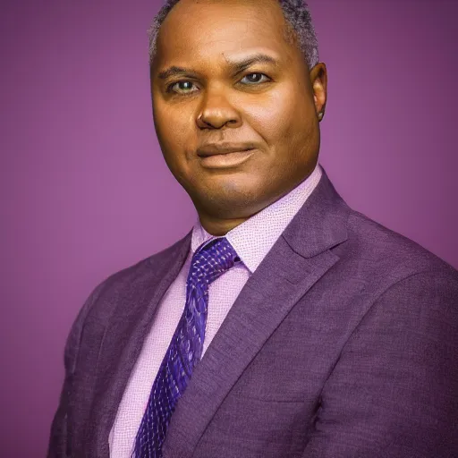 Image similar to augustus aloysius corporate portrait, senior sales marketing acquisitions ceo executive vp, purple green color scheme, professional studio lighting, hyperreal detailed lifelike facial features, corporate portraiture photographed by james robinson