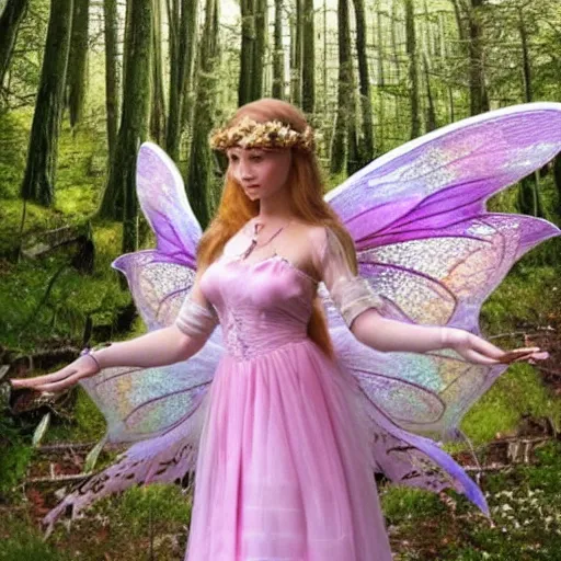 Prompt: photo of a real-life fantasy stunningly beautiful cottagecore fairy