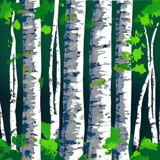 Image similar to Silver birch trees by chunks of bedrock on the side of a hill, digital art, postcard
