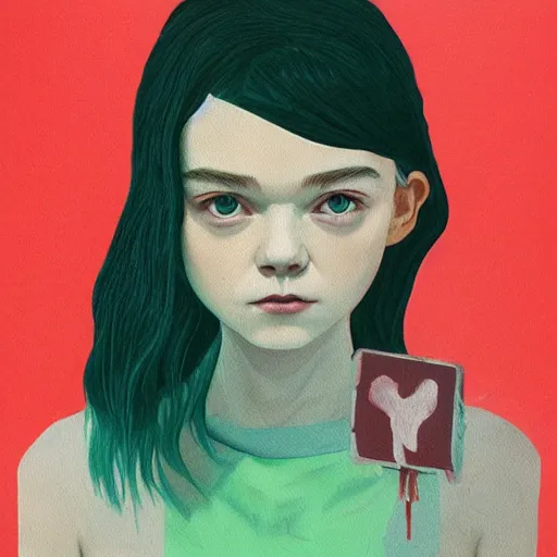 Image similar to Elle Fanning in The Green Room picture by Sachin Teng, asymmetrical, dark vibes, Realistic Painting , Organic painting, Matte Painting, geometric shapes, hard edges, graffiti, street art:2 by Sachin Teng:4