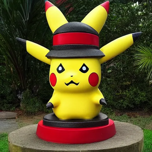 Prompt: pikachu moai statue