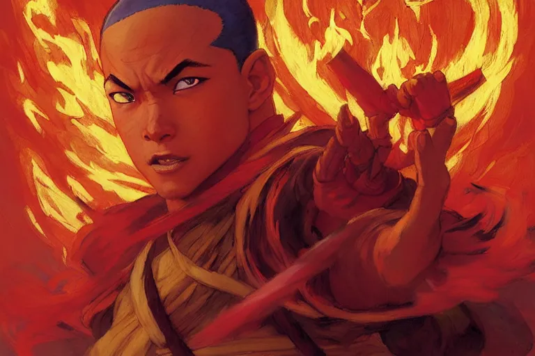 firebender, fire nation, action, avatar the last Stable Diffusion