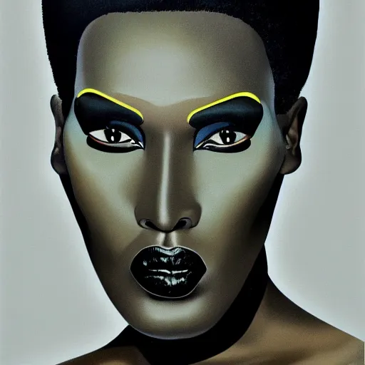 Image similar to a portrait painting of Grace Jones, 4k,