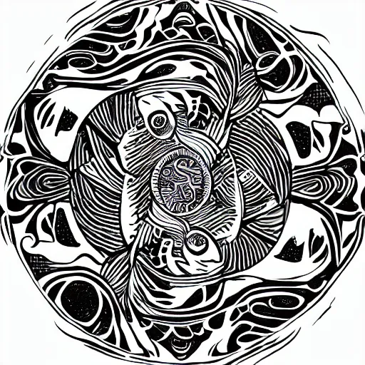 Image similar to detailed axolotl god on a yin yang background, psychedelic