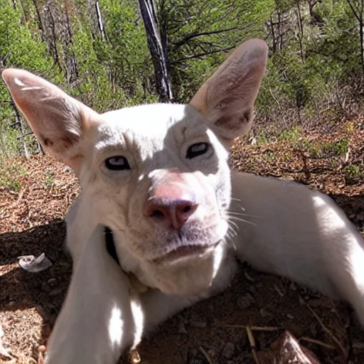 Image similar to walter white laid down on the ground in a trailcam footage