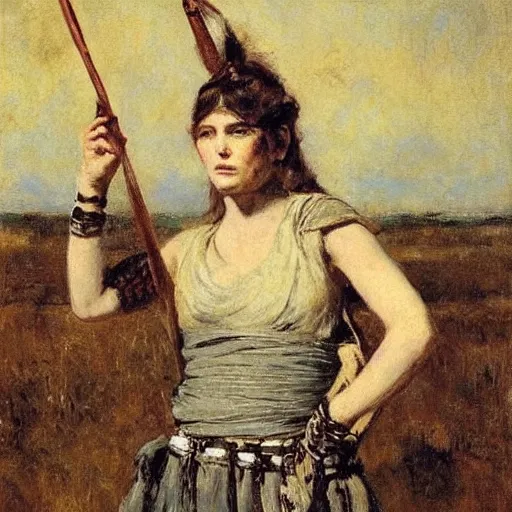 Image similar to female warrior by alfred stevens