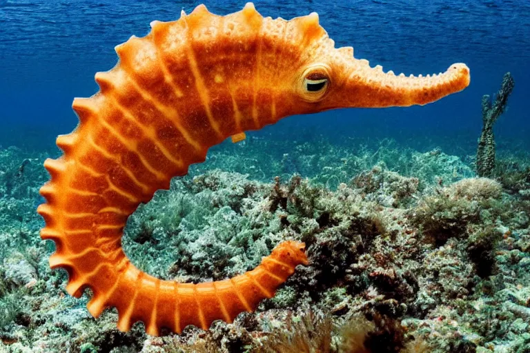 Image similar to underwater photo of a seahorse jiraffe hybrid by national geographic