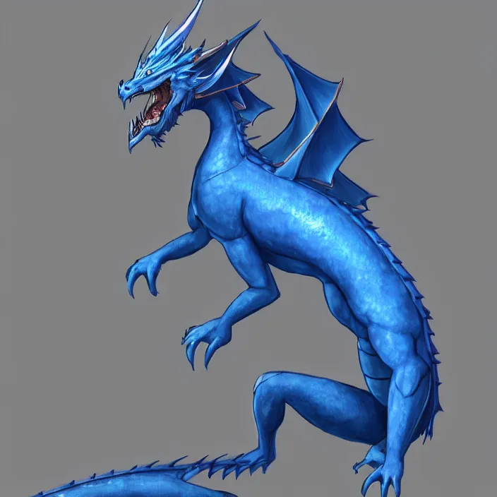 Prompt: a handsome anthropomorphic male blue dragon in a casual outfit, furry art, artstation, 8 k