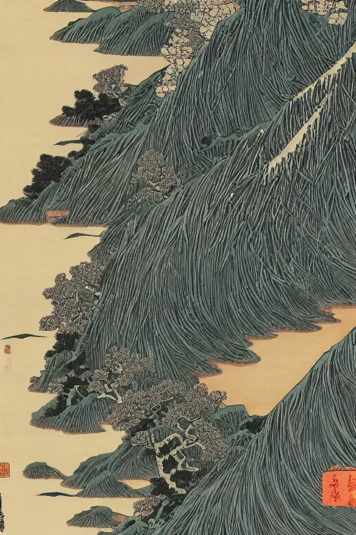 Prompt: 麒 麟 made with dense line drawing, symmetry, by hokusai and james gurney, 山 海 经, exquisite detail, hd, 8 k, unreal