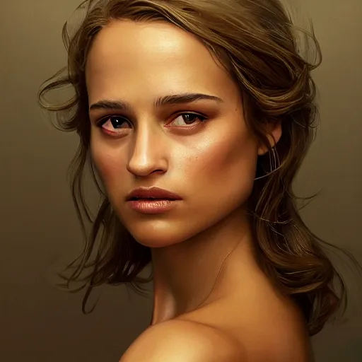 Prompt: Alicia Vikander seduces an old man, no noise, elegant, concept art, sharp focus, beautiful face!!, digital art, smooth defined outlines!!, by Brom, trending on Artstation, Tom Bagshaw, Sargent