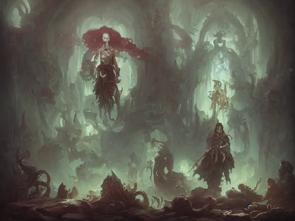 Image similar to portrait of the necromancer by peter mohrbacher