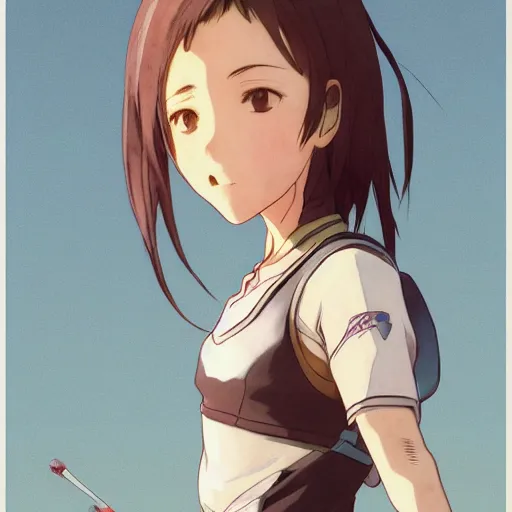 Image similar to a girl is running, sport clothing, anime style, brown short hair, hair down, symmetrical facial features, from arknights, hyper realistic, rule of thirds, extreme detail, detailed 4 k drawing, trending pixiv, realistic lighting, by alphonse mucha, greg rutkowski, sharp focus, backlit