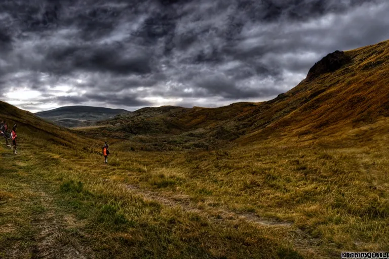 Prompt: run to the hills, run for your life, run to the hills, run for your liffffe, hdr, hdd, 8 k,