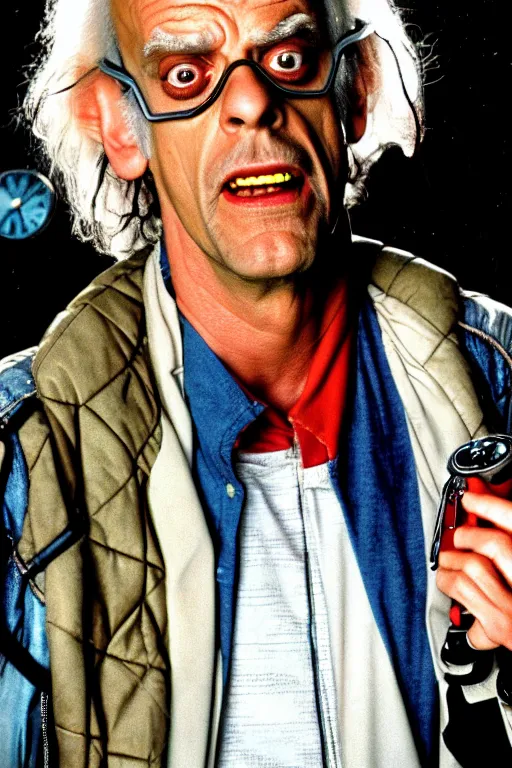 Image similar to christopher lloyd as doc brown back to the future, flux capacitor