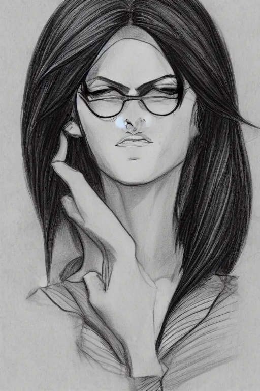 Image similar to Portrait sketch of fully clothed Bayonetta by Da Vinci