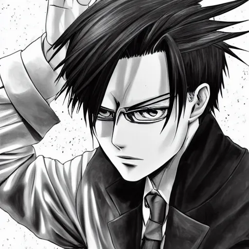 Image similar to Levi Ackerman, elegant, 2d, ultra highly detailed, digital painting, smooth, sharp focus, artstation, black and white art by Hajime Isayama