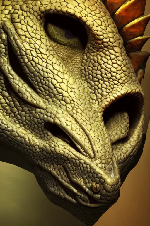 Image similar to a portrait of a dragon head, close up, 3 d model, unreal engine 5, sharp focus, detailed matted painting, 4 k, epic lighting, artstation, by antoine di lorenzo