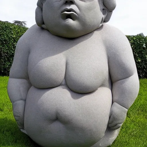Image similar to obese stone sculpture of donald trump, highly detailed,