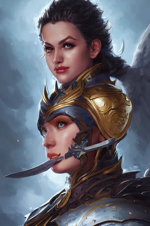 Image similar to amazon valkyrie athena, d & d, fantasy, portrait, highly detailed, headshot, digital painting, trending on artstation, concept art, sharp focus, illustration, art by artgerm and greg rutkowski and magali villeneuve