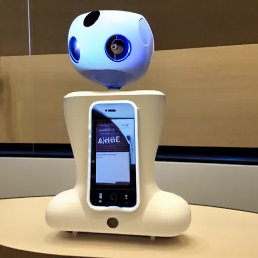 Prompt: This is one of the best Apple-Home-Robot I've ever met in the backrooms of The Apple Store