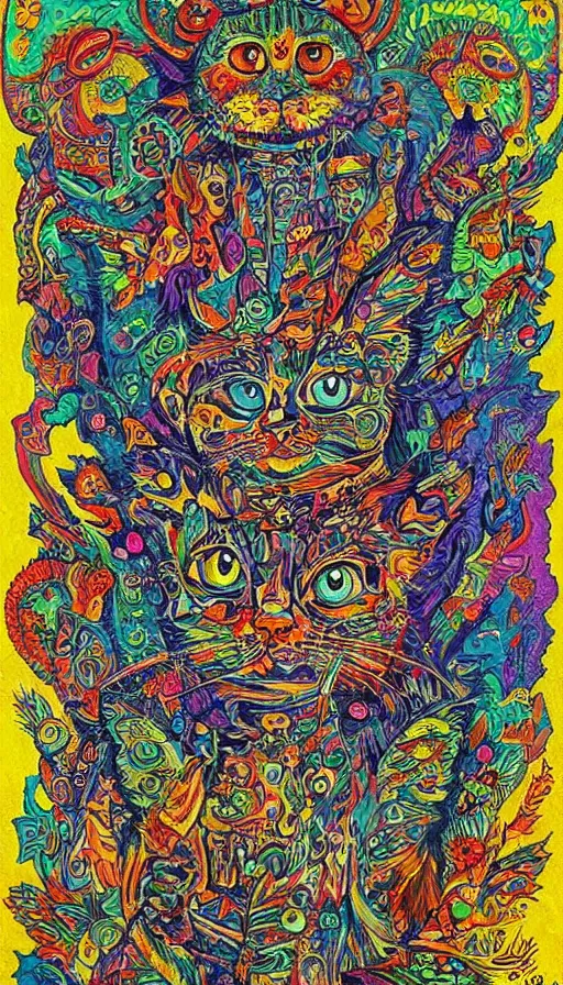 Image similar to psytrance artwork, by louis wain