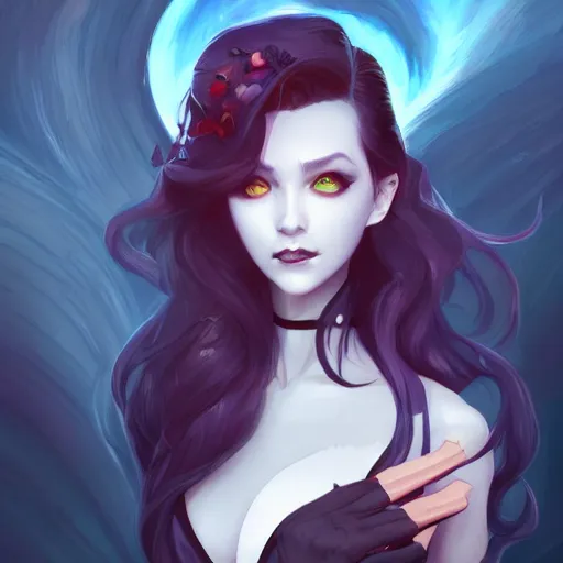 Prompt: a portrait of a alluring vampire, art by lois van baarle and loish and ross tran and rossdraws and sam yang and samdoesarts and artgerm, digital art, highly detailed, intricate, sharp focus, Trending on Artstation HQ, deviantart, unreal engine 5, 4K UHD image
