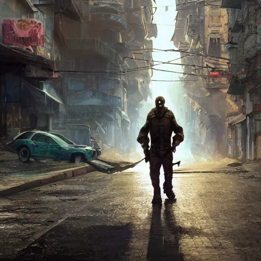 Prompt: Paladin and Bandit patrol the ruined streets of Bangkok, with little to no tourists, night time, in style James webb, 8k octane detailed digital art Craig mullins, David gurney, Tom Bagshaw, Greg Rutkowski, Noah Studio Ghibli studio, matte painting, highly detailed, 8k, Tim Burton Simon Stålenhag, hyperrealistic, hyper realism, render, photoreal, realistic, oct photorealistic, cinematic, epic