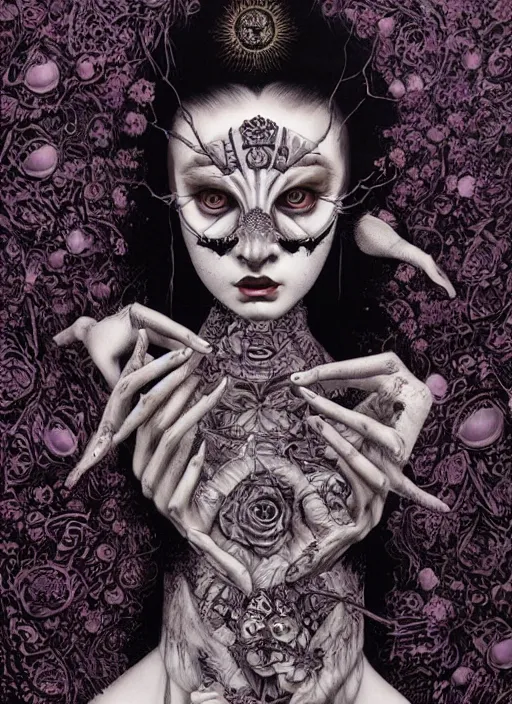 Image similar to Goth goddess painting by Dan Hillier, trending on artstation, artstationHD, artstationHQ, 4k, 8k