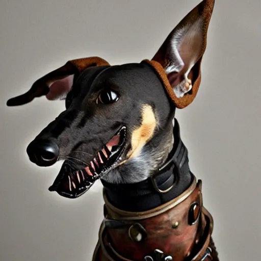 Prompt: steampunk greyhound dog