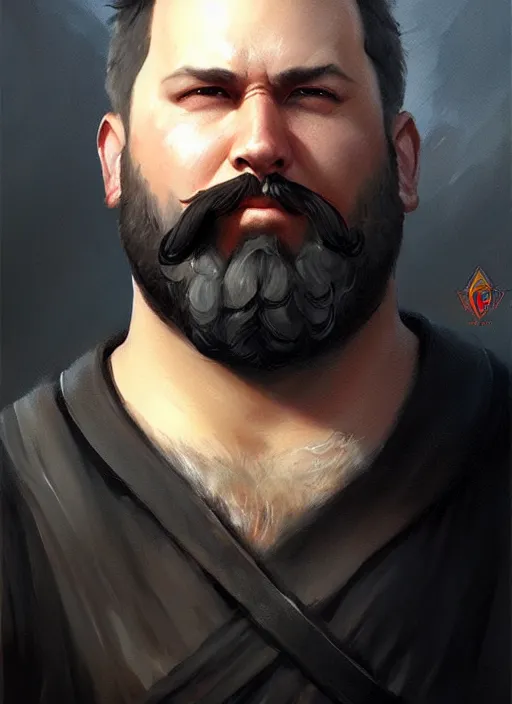 Image similar to a _ fantasy _ style _ portrait _ painting _ of white male short black hair chubby disconnected beard, rpg dnd oil _ painting _ unreal _ 5 _ daz. _ rpg _ portrait _ extremely _ detailed _ artgerm _ greg _ rutkowski _ greg