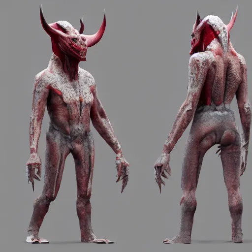 Image similar to scalier skin for moisture retention, adapted to a drier climate, Genetic isolation with different environmental pressures yields a variant of yautja by michael vincent, 8k concept art, low poly, cinematic, horror, monsters, fur, shadows, full color, best practice, creature, cinematographic, stylized, low poly, realistic.