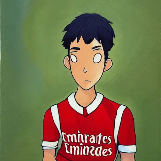 Prompt: a painting portrait of humanoid hot dogs in arsenal jersey, studio ghibli,