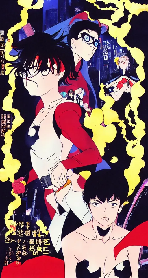 Prompt: Batman and incredibly powerful Anime Girl, created by Hideaki Anno + Katsuhiro Otomo +Rumiko Takahashi, Movie poster style, box office hit, a masterpiece