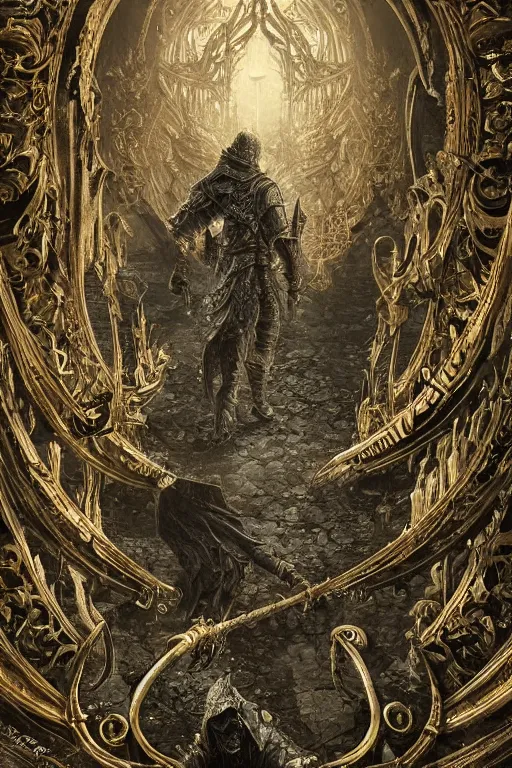 Prompt: neverending nothing, Dark Souls 3 themed, insanely detailed and intricate, golden ratio, elegant, ornate, luxury, elite, ominous, haunting, matte painting, cinematic, cgsociety, James jean, Brian froud, ross tran, Laputa