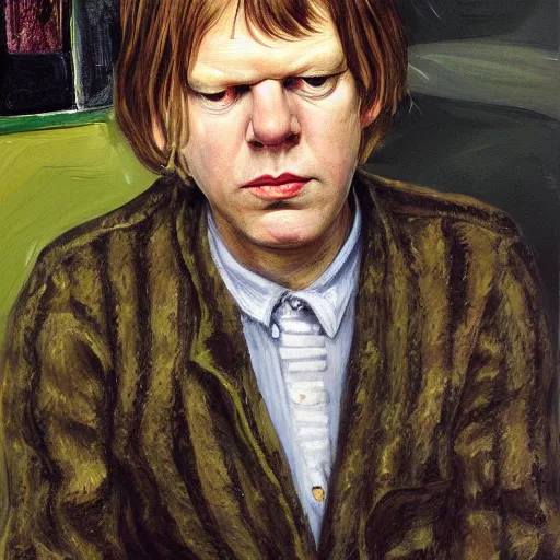 Image similar to high quality high detail painting by lucian freud, hd, thurston moore, portrait, sonic youth