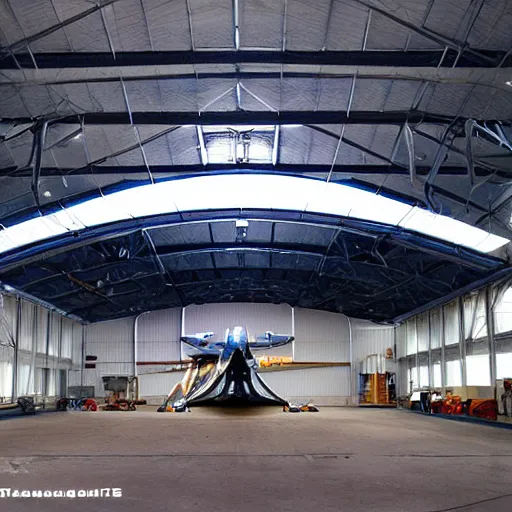 Image similar to a mate paint of a spaceship in the hangar