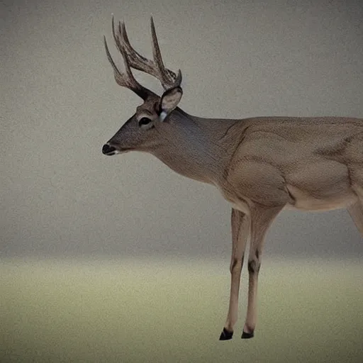 Prompt: A Flying head of a deer, realistic eerie weird